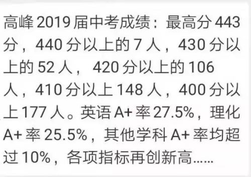 深圳高峰学校2020年中考成绩一览
